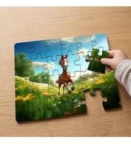 Sevimli Koşan At Tasarımlı 24 Parça Ahşap Çocuk Puzzle MPK0008