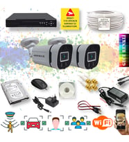 2 Kameralı Set Yapay Zeka Özellikli Gece Renkli 5MP SONY Lens FULLHD Güvenlik Kamerası Seti 604W-104