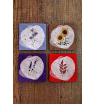 Doğal Taş Bardak Altlığı 4'lü Set -çiçek Desenli Bardak Altlığı - Stone Coasters