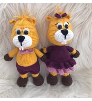 Bay ve Bayan Kunduz Amigurumi Organik Oyuncak