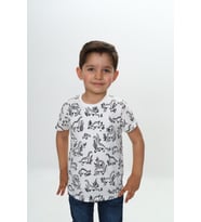 Toontoy Erkek Çocuk Komple Dinazor Baskılı Tişört (Beyaz)