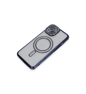 İphone 13 Kılıf Joke Simli Magneticsafe Kılıf - Lacivert