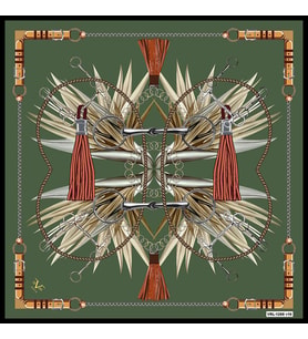 Kemerli Püsküllü Desen Black Seri Twill Eşarp Eşarp Askısı ile Birlikte 90x90 cm