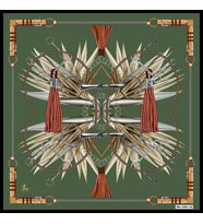 Kemerli Püsküllü Desen Black Seri Twill Eşarp Eşarp Askısı ile Birlikte 90x90 cm