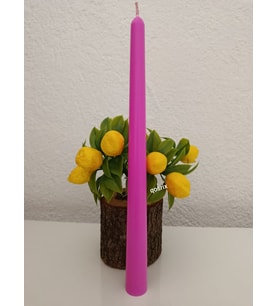 qosrix Açık Pembe Şamdan Soya Mumu 1. Kalite Soya Doğal Pudra Kokulu Uzun Çubuk Konik Dekoratif Mum 1 Adet