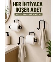 Yapışkanlı Banyo Düzenleme Seti 2 Rulo Tutucu 2 Hlu Askılığı 4 Parça