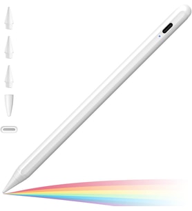 iPad(2018-2024) için Stylus Kalem,iPad Pro 11/13 inç M4,iPad Air 11/13 inç M2,iPad 10/9/8/7/6,iPad Air 5/4/3,iPad Pro 11/12.9",iPad Mini 6/5 için Eğim Sensörlü Avuç İçi Reddi Aktif Stylus Kalem