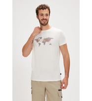 Bad Bear GLOBE T-SHIRT MARSHMALLOW Erkek Tişört Beyaz S-XXL