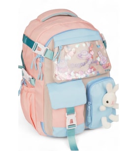Relaxion 2175-1460 İthal Kore Tarzı Unisex Çocuk İlkokul Sırt Çantası (Pudra)