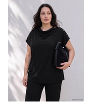 LCW Curve Siyah Büyük Beden Dökümlü Yaka Bluz