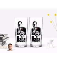 BK Gift Kişiye Özel Renkli Baskılı Godfather Baba Tasarımlı İkili Rakı Bardağı Seti-2 (Beyaz)