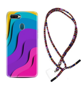 Oppo A5S A15 A16 A54 A55 A73 A74 Kılıf Boyun Asklı Rasta Silikon Renk Cümbüşü 1631