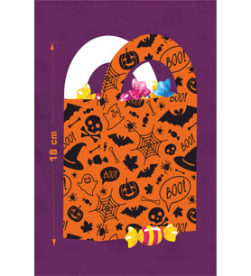 Halloween Turuncu Siyah Çanta 18x10 cm *8'li Paket