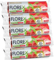 ŞeyliŞeyler - Florex Büzgülü Büyük Boy Çöp Torbası Çilek Kokulu 65x70 cm 5 Paket