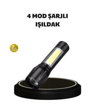 4 Mod Şarjlı Işıldak Ultra Güçlü Cree LED Su Geçirmez Alüminyum Gövde