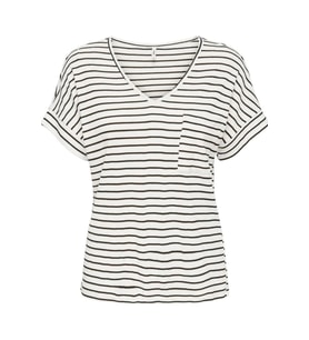 ONLIBEN S/S MOSTER V-NECK GLITTER TOPJRS (Beyaz-Siyah)