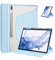 Samsung Galaxy Tab S7 FE LTE T737 T736 T733 T730 Kılıf Termik Kalem Bölmeli Döne (Mavi)