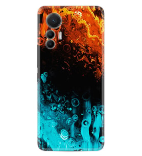 Xiaomi 12 Lite Kılıf Silikon Desen Özel Seri Orange Blue Color 1665