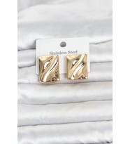 316L Çelik Gold Renk Plaka Model Kadın Küpe TJ-BKP11806
