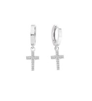 Gümüş Halka Sallantı Cross Küpe