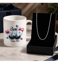 BK Gift Kişiye Özel Babalar Günü Tasarımlı Beyaz Kupa & Yaprak Model Zincir Kolye -10, Babalar Günü Hediyesi