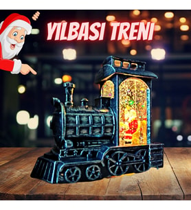 Işıklı Yılbaşı Treni Gece Lambası Noel Baba (Sarı)