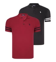 İKİLİ SET T8585 DEWBERRY ERKEK T-SHIRT-SİYAH BEYAZ-BORDO
