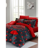 Nevresim Takımı %100 Doğal Pamuk Çift Kişilik 3d Digital Gri Roses marble