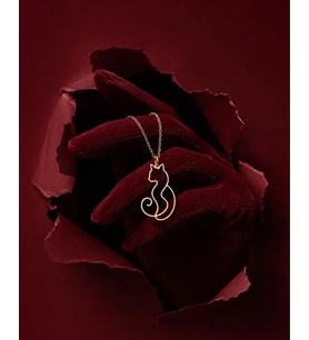 Kişiye Özel 925 Ayar Gümüş Minimalist Kedi Silüet Kolye (Gold)