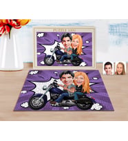 BK Gift Kişiye Özel Motorcu Sevgililer Karikatürlü 1000 Parça Profesyonel Puzzle-1