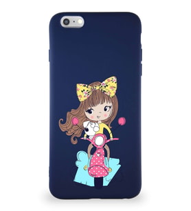 Apple iPhone 6 Plus Soft Premier Kapak Vespagirl Tasarımlı Silikon Kılıf - Lacivert (Şeffaf)