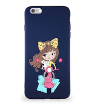 Apple iPhone 6 Plus Soft Premier Kapak Vespagirl Tasarımlı Silikon Kılıf - Lacivert (Şeffaf)