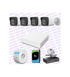Provzen Hikvision 4 IP 4MP Hibrit ColorVu Güvenlik Kamerası Seti Olay Anında bildirim