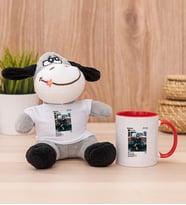 Kişiye Özel İnstagram Tasarım Fotoğraflı Peluş Eşek ve Kırmızı Kupa