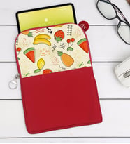 BK Gift Meyveler Tasarımlı Taşınabilir Koruyucu Tablet Kılıfı & Organizer Çanta - Kırmızı-2