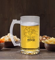 BK Gift Kişiye Özel İsimli Babalar Günü Tasarımlı Cam Bira Bardağı 50cl-8 , Babaya Hediye , Babalar Günü Hediyesi