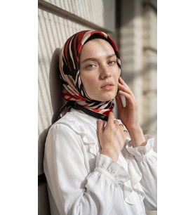 Levidor Kristal Eşarp Zebra Desen Bordo