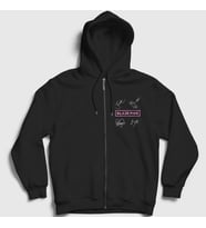 Presmono Unisex Siyah Signs Blackpink Fermuarlı Kapüşonlu Sweatshirt 19676tt
