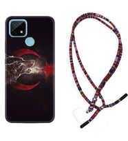 Realme C11 C21 C21Y C25Y C11 2021 Kılıf Boyun Asklı Rasta Silikon Kurt ve Ay Yıldız 1403