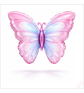 Kelebek Folyo Balon, 82 cm x 53 cm - Pembe Mavi