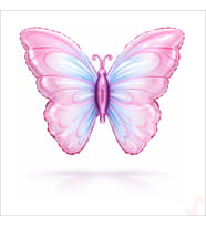 Kelebek Folyo Balon, 82 cm x 53 cm - Pembe Mavi