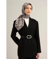 Armine Tivil İpek Eşarp 9335 - 87 Gri Karışık Desen