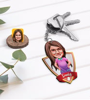 BK Gift Kişiye Özel İsimli Kız Çocuk Karikatürlü Ahşap Anahtarlık-3