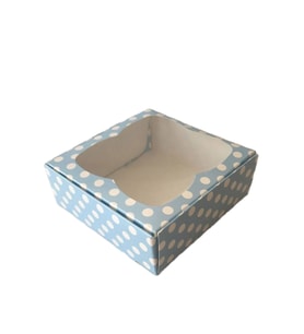 Çerçeveli Karton Kutu 9X9X3 CM (50 Adet)  Puantiyeli Mavi