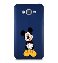 Samsung Galaxy J7 Core Soft Premier Kapak Mickey Mouse-A Tasarımlı Silikon Kılıf - Lacivert (Şeffaf)