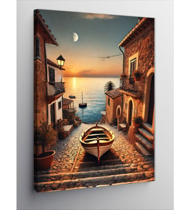 Kanvas Tablo Sahildeki Sakin Sokak Manzarası