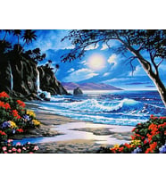 Sahile Açılan Bahçe Sayılarla Boyama Seti 40x50 cm (Tuvale Gerili)