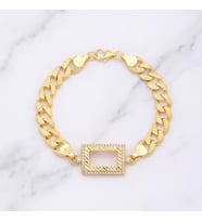 Altın Kaplama İmitasyon Gram Çerçeve Figaro Model Bileklik BLK-1268 (Gold)