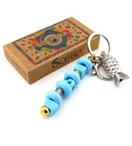 Orjinal Murano Cam Nazar Boncuklu Çanta Süsü Balık Charm Anahtarlık KY060