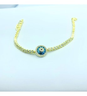 Gökdeniz 925 Zirkon Taşlı Camgöz Nazar Su Yolu 925 Ayar Gold Kadın Bileklik